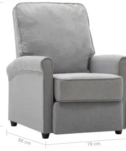 vidaXL TV Recliner Chair Light Grey Fabric