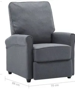 vidaXL TV Recliner Chair Dark Grey Fabric