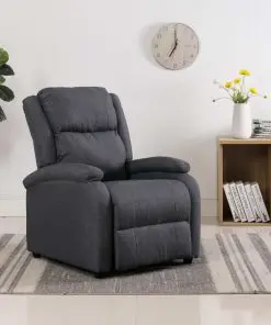 vidaXL TV Recliner Chair Dark Grey Fabric