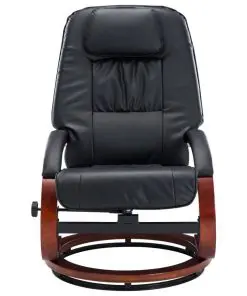 vidaXL Reclining Chair with Footstool Black Faux Leather