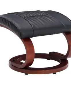 vidaXL Reclining Chair with Footstool Black Faux Leather