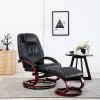 vidaXL Reclining Chair with Footstool Black Faux Leather