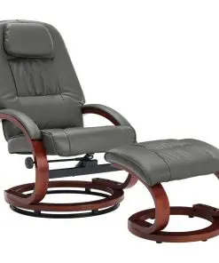 vidaXL Reclining Chair with Footstool Grey Faux Leather