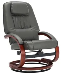 vidaXL Reclining Chair with Footstool Grey Faux Leather