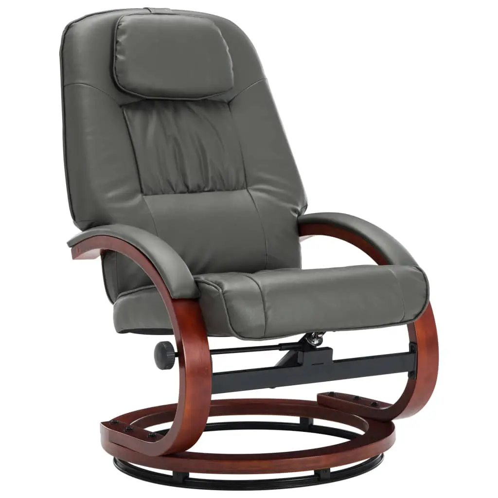 vidaXL Reclining Chair with Footstool Grey Faux Leather