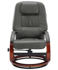 vidaXL Reclining Chair with Footstool Grey Faux Leather