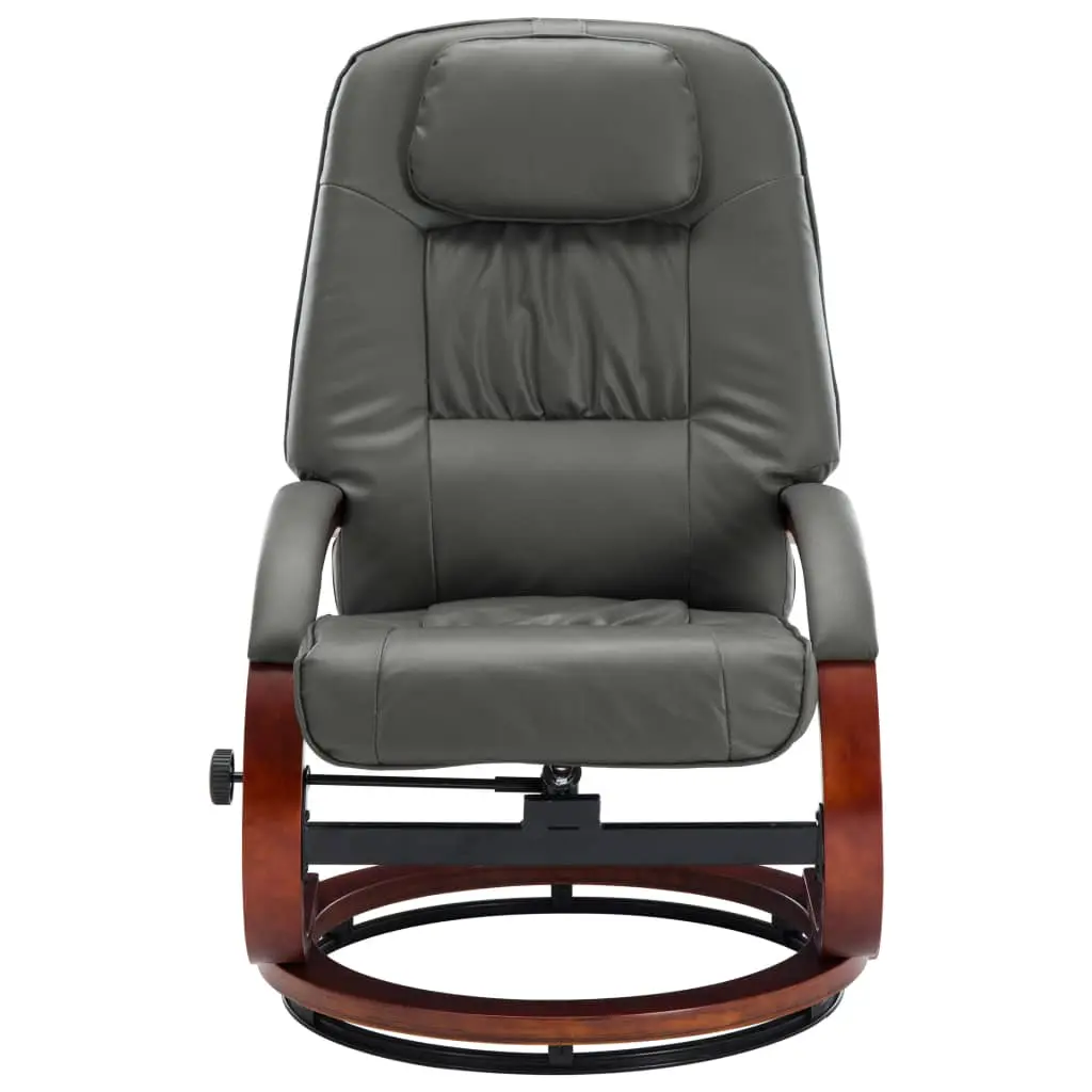 vidaXL Reclining Chair with Footstool Grey Faux Leather