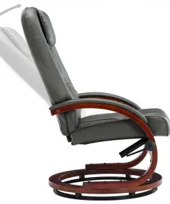 vidaXL Reclining Chair with Footstool Grey Faux Leather