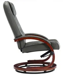 vidaXL Reclining Chair with Footstool Grey Faux Leather