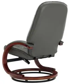 vidaXL Reclining Chair with Footstool Grey Faux Leather