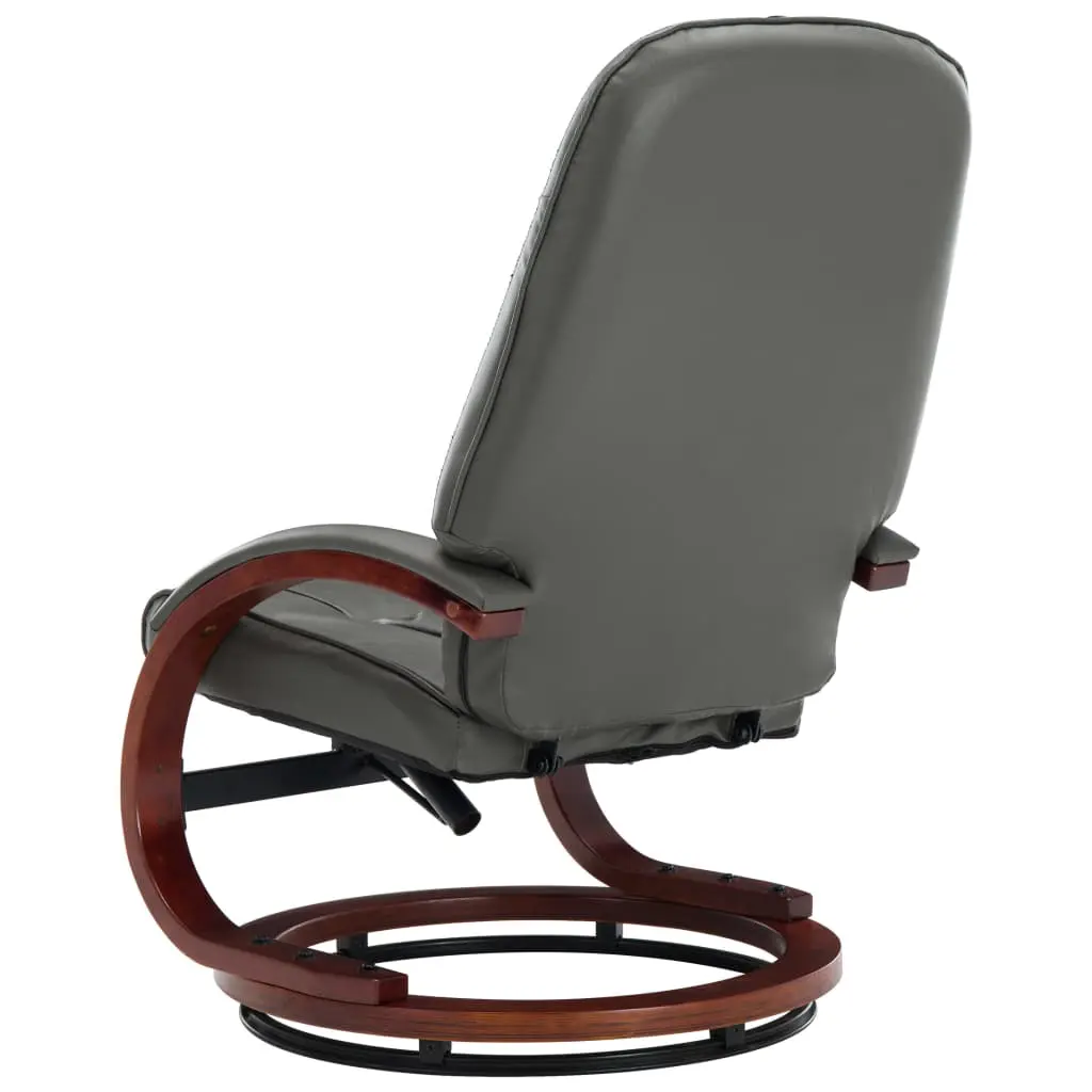 vidaXL Reclining Chair with Footstool Grey Faux Leather