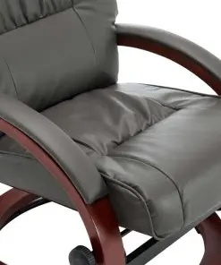 vidaXL Reclining Chair with Footstool Grey Faux Leather