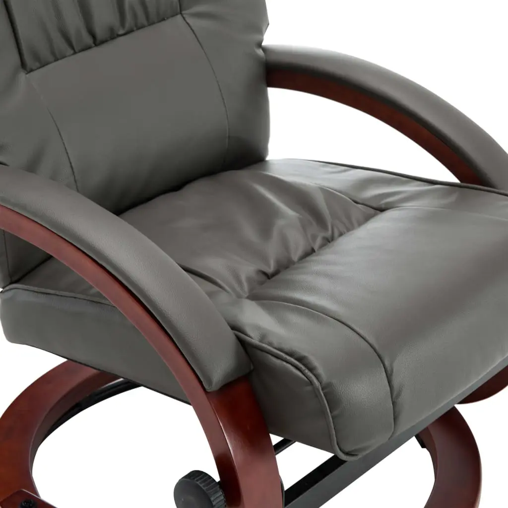 vidaXL Reclining Chair with Footstool Grey Faux Leather