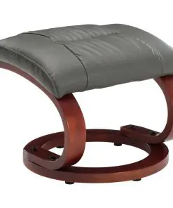 vidaXL Reclining Chair with Footstool Grey Faux Leather