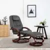 vidaXL Reclining Chair with Footstool Grey Faux Leather