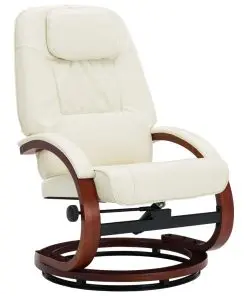 vidaXL Reclining Chair with Footstool Cream White Faux Leather