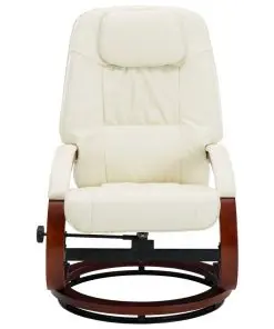 vidaXL Reclining Chair with Footstool Cream White Faux Leather