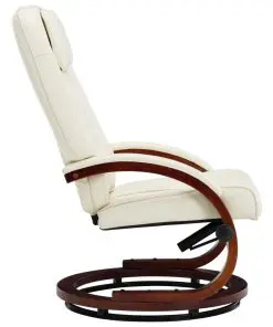 vidaXL Reclining Chair with Footstool Cream White Faux Leather