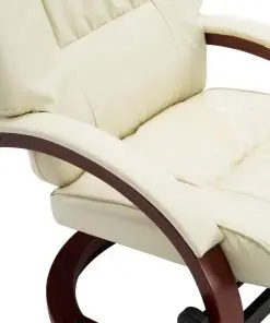 vidaXL Reclining Chair with Footstool Cream White Faux Leather