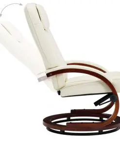 vidaXL Reclining Chair with Footstool Cream White Faux Leather