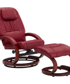vidaXL Reclining Chair with Footstool Wine Red Faux Leather