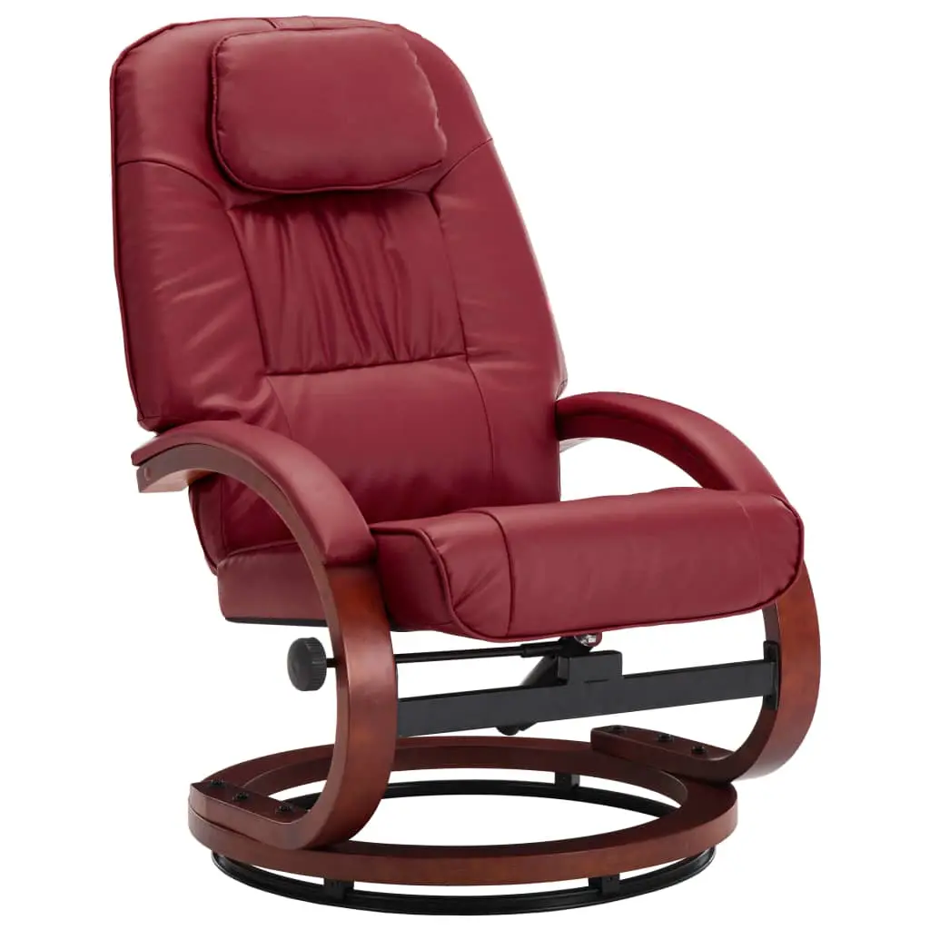 vidaXL Reclining Chair with Footstool Wine Red Faux Leather