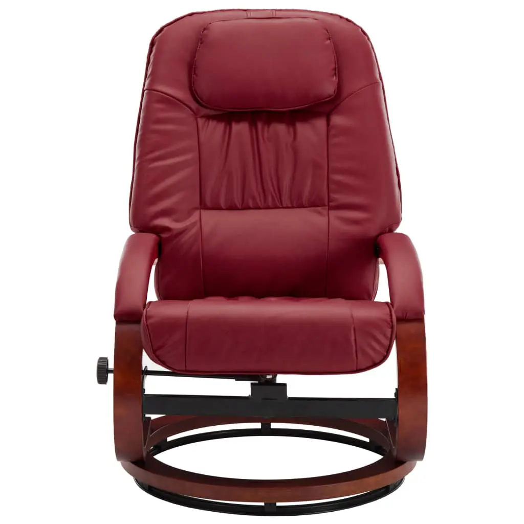 vidaXL Reclining Chair with Footstool Wine Red Faux Leather