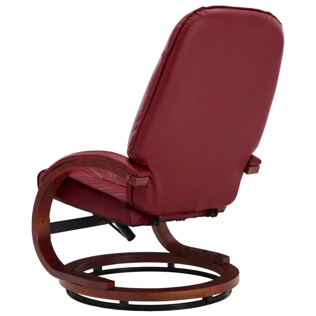 vidaXL Reclining Chair with Footstool Wine Red Faux Leather