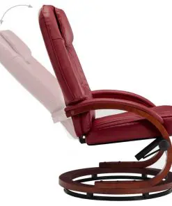 vidaXL Reclining Chair with Footstool Wine Red Faux Leather