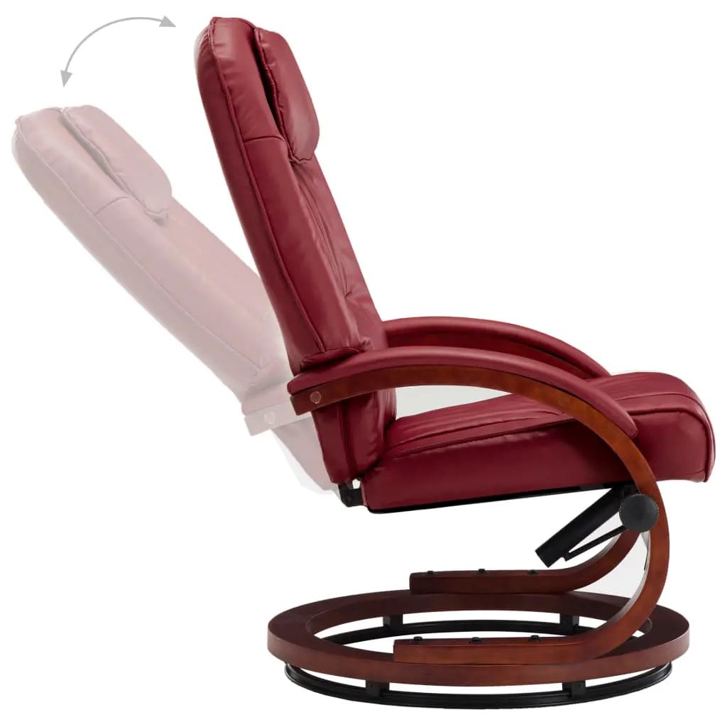 vidaXL Reclining Chair with Footstool Wine Red Faux Leather