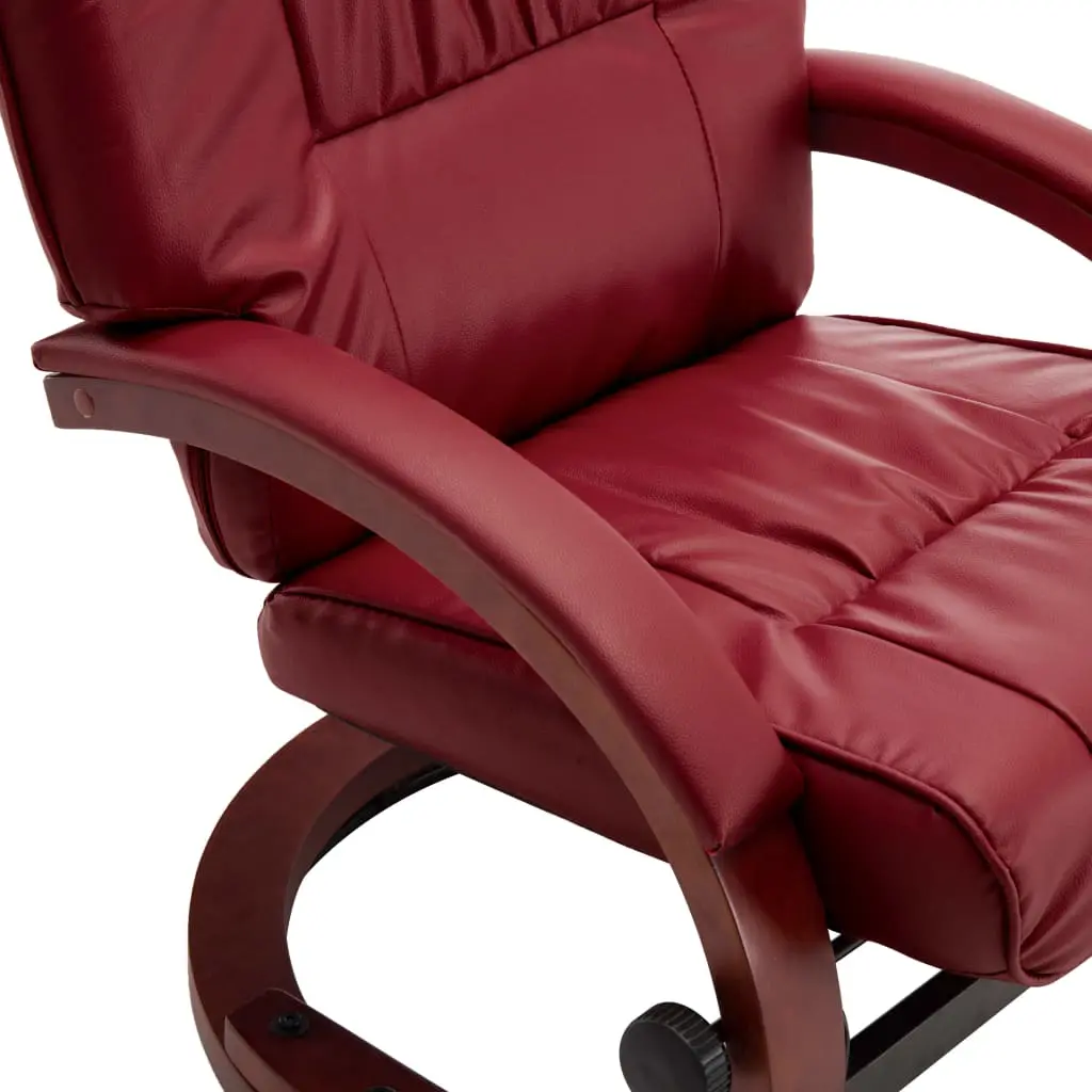 vidaXL Reclining Chair with Footstool Wine Red Faux Leather