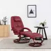 vidaXL Reclining Chair with Footstool Wine Red Faux Leather