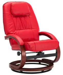 vidaXL Reclining Chair with Footstool Red Faux Leather