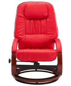 vidaXL Reclining Chair with Footstool Red Faux Leather