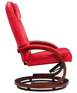 vidaXL Reclining Chair with Footstool Red Faux Leather
