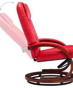 vidaXL Reclining Chair with Footstool Red Faux Leather