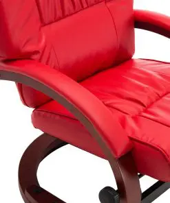 vidaXL Reclining Chair with Footstool Red Faux Leather