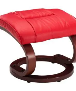 vidaXL Reclining Chair with Footstool Red Faux Leather