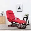 vidaXL Reclining Chair with Footstool Red Faux Leather
