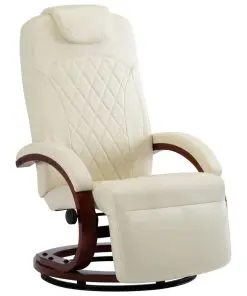 vidaXL TV Recliner Cream White Faux Leather