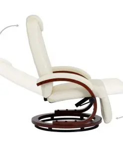 vidaXL TV Recliner Cream White Faux Leather