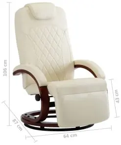 vidaXL TV Recliner Cream White Faux Leather