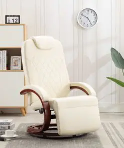 vidaXL TV Recliner Cream White Faux Leather