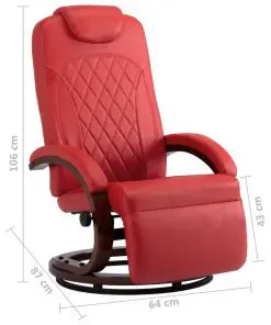 vidaXL TV Recliner Red Faux Leather