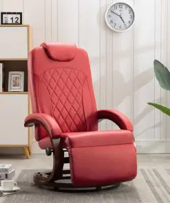 vidaXL TV Recliner Red Faux Leather vidaXL TV Recliner Red Faux Leather