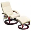 vidaXL TV Massage Chair with Footstool Cream Faux Leather vidaXL TV Massage Chair with Footstool Cream Faux Leather