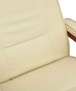 vidaXL TV Massage Chair with Footstool Cream Faux Leather