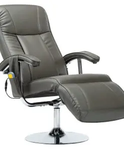 vidaXL Massage Chair Cream Grey Faux Leather