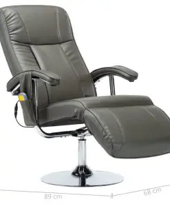 vidaXL Massage Chair Cream Grey Faux Leather