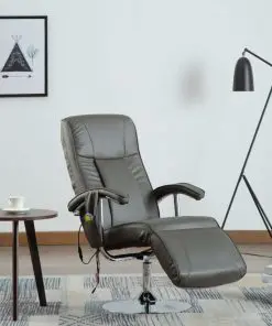 vidaXL Massage Chair Cream Grey Faux Leather